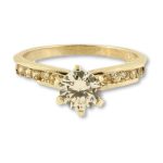 Sterling Silver 6mm Simulated Diamond Solitaire w/ Accents Ring (Size Q)