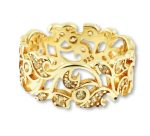 Sterling Silver Simulated Diamond Fancy Floral Band (Size O 1/2) 9mm Wide