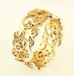 Sterling Silver Simulated Diamond Fancy Floral Band (Size O 1/2) 9mm Wide - Image 4