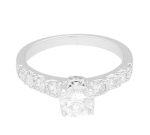 18Ct White Gold Brilliant Cut 1.20ct Diamond Solitaire w/ Accents Ring (Size K)