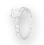 18Ct White Gold Brilliant Cut 1.20ct Diamond Solitaire w/ Accents Ring (Size K) - Image 3