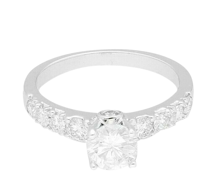 18Ct-White-Gold-Brilliant-Cut-120ct-Diamond-Solitaire-w-Accents-Ring-Size-K-283415118429 18Ct White Gold Brilliant Cut 1.20ct Diamond Solitaire w/ Accents Ring (Size K) - Image 1