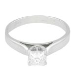 950 Platinum Princess Cut 0.45ct Diamond Solitaire Ring (Size I) 4x4mm Head