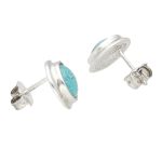 Sterling Silver Turquoise Stud Earrings (10mm Head) - Image 2