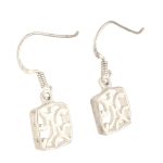 Sterling Silver Fancy Patterned Drop Earrings (9x9mm)