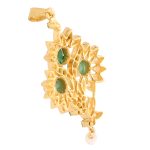 18Carat Yellow Gold 3.00ct Emerald & Seed Pearl Flower Design Pendant (25x38mm) - Image 3
