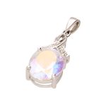 9Carat White Gold Moonlight Topaz & Diamond Pendant (10x12mm) - Image 2