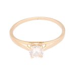 9Carat Yellow Gold Clear Quartz Solitaire Ring (Size R 1/2) 5mm Head