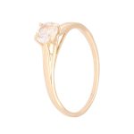 9Carat Yellow Gold Clear Quartz Solitaire Ring (Size R 1/2) 5mm Head - Image 3