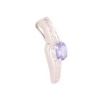 New! 9Carat White Gold Tanzanite & Diamond Fancy Pendant (6x18mm)