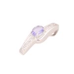 New! 9Carat White Gold Tanzanite & Diamond Fancy Pendant (6x18mm) - Image 2