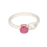 Sterling Silver Rubellite Solitaire Ring (Size Q) 6mm Head