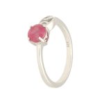 Sterling Silver Rubellite Solitaire Ring (Size Q) 6mm Head - Image 2