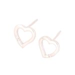Sterling Silver Simulated Diamond Heart Stud Earrings (10x11mm)