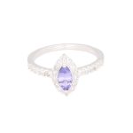 Sterling Silver Tanzanite & White Topaz Cluster Ring (Size O) 7x12mm