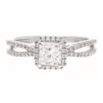 18Carat White Gold Diamond 0.75ct Solitaire & 0.26ct Accents Ring (Size L) 4x4mm Head