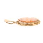 9Carat Yellow Gold Cameo Pendant (15x19mm) - Image 2