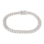 New! Sterling Silver 8.5" Simulated Diamond Curb Bracelet (7mm Wide)