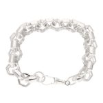 New Sterling Silver 8.75″ Hexagonal Patterned Belcher Bracelet (11mm Wide) - Image 4
