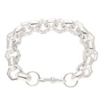 New! Sterling Silver 9.75" Patterned Hexagonal Belcher Bracelet (15mm Wide) - Image 4