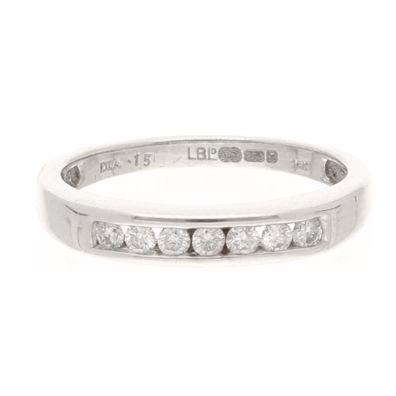 18Carat White Gold 0.15ct Diamond Channel Set Eternity Ring (Size K) 3mm Wide (1) 18Carat White Gold 0.15ct Diamond Channel Set Eternity Ring (Size K) 3mm Wide - Image 1
