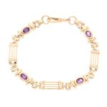 9Carat Yellow Gold 8.25" Amethyst Tennis Bracelet (8mm Wide)