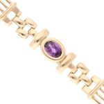 9Carat Yellow Gold 8.25" Amethyst Tennis Bracelet (8mm Wide) - Image 2