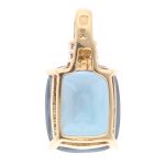 9Carat Yellow Gold Blue Topaz & Diamond Pendant (10x12mm Head) - Image 3