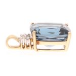 9Carat Yellow Gold Blue Topaz & Diamond Pendant (10x12mm Head) - Image 2