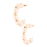 9Carat Yellow Gold Pearl Hoop Stud Earrings (7mm Wide)