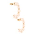 9Carat Yellow Gold Pearl Hoop Stud Earrings (7mm Wide) - Image 3