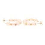 9Carat Yellow Gold Pearl Hoop Stud Earrings (7mm Wide) - Image 2