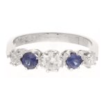 950 Platinum Sapphire & 0.55ct Diamond Eternity Ring (Size L 1/2) 4mm Widest