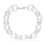 New! Sterling Silver 9.25" Patterned Oval Belcher Bracelet (14mm Wide)