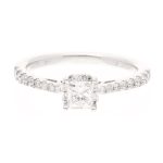 18Carat White Gold 0.61ct Diamond Solitaire w/ Accents Ring (Size L) 4x4mm Head