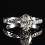 18Carat White Gold 1.02ct Oval Cut Diamond Solitaire w/ 0.21ct Accents Ring (Size G 1/2) 5x7mm Head - Image 7