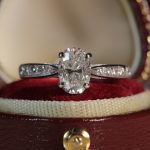 18Carat White Gold 1.02ct Oval Cut Diamond Solitaire w/ 0.21ct Accents Ring (Size G 1/2) 5x7mm Head - Image 18