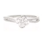 18Carat White Gold 0.45ct Diamond Solitaire w/ 0.10ct Diamond Accents Ring (Size J) 4.5mm Head
