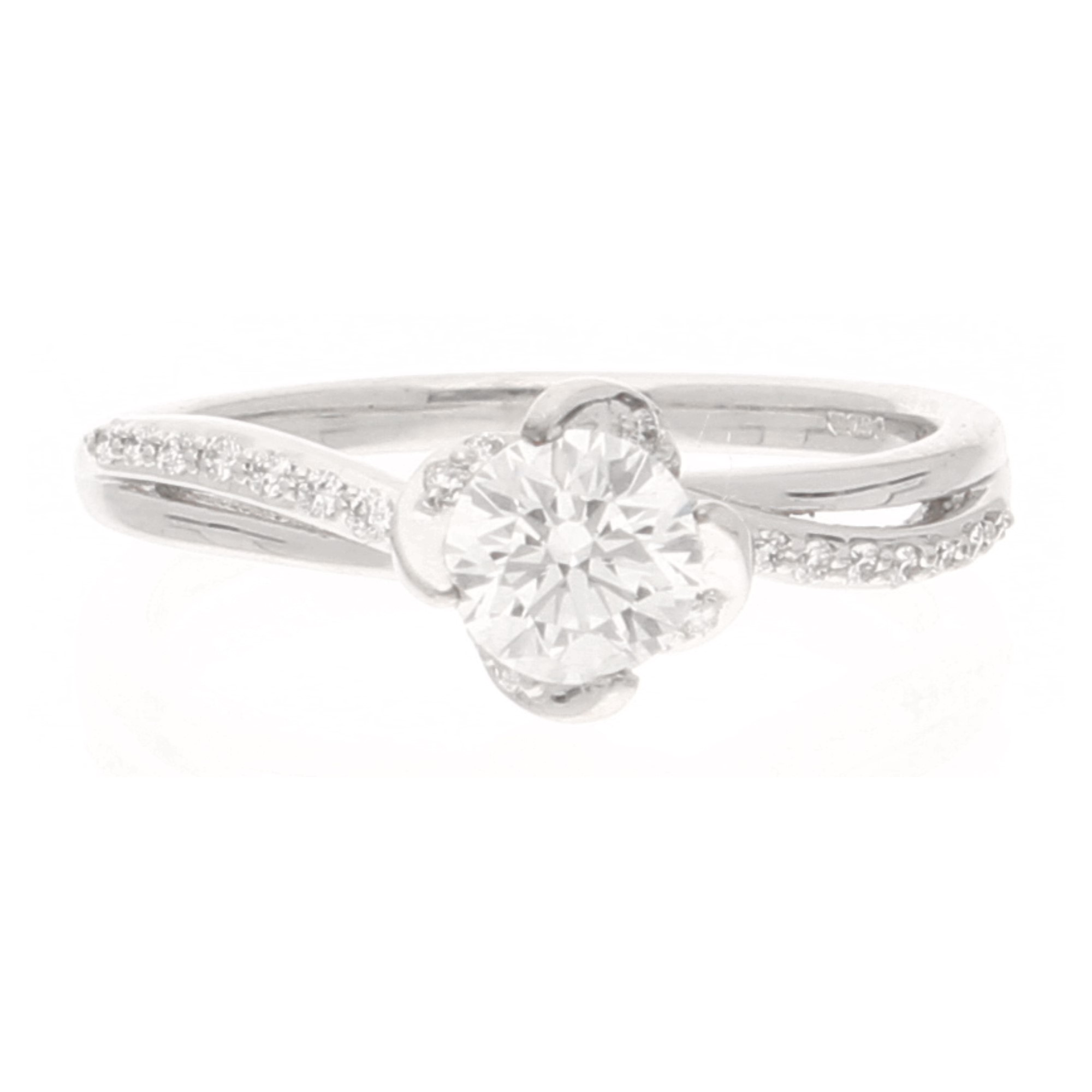 18Carat White Gold 0.45ct Diamond Solitaire w 0.10ct Diamond Accents Ring (Size J) 4.5mm Head (1) 18Carat White Gold 0.45ct Diamond Solitaire w/ 0.10ct Diamond Accents Ring (Size J) 4.5mm Head - Image 1