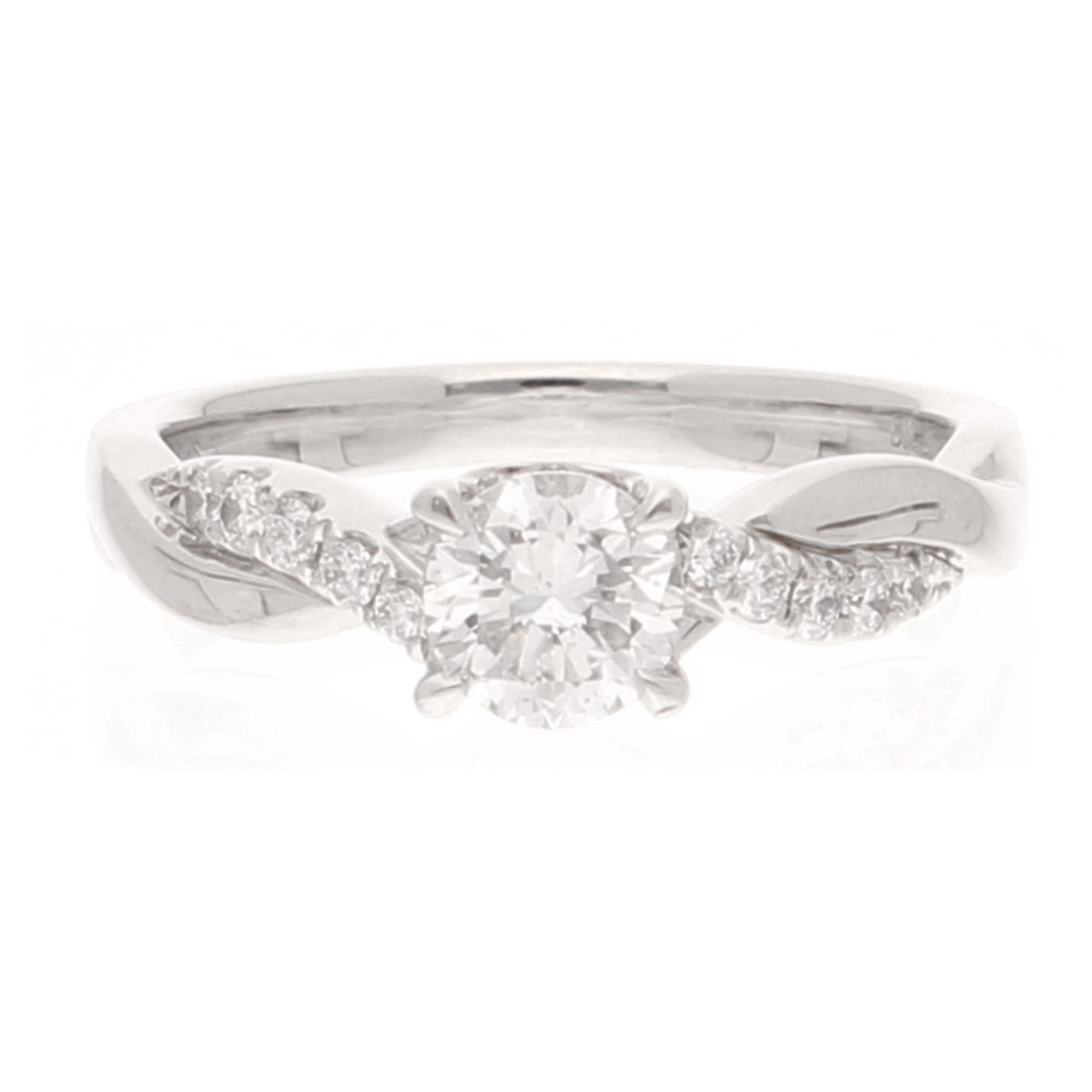 18Carat White Gold 0.46ct Diamond Solitaire w 0.09ct Accents Ring (Size H 12) 4.5mm Head (1) 18Carat White Gold 0.46ct Diamond Solitaire w/ 0.09ct Accents Ring (Size H 1/2) 4.5mm Head - Image 1