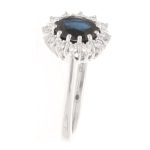 18Carat White Gold 1.00ct Sapphire & 0.15ct Diamond Cluster Ring (Size J 1/2) 9x11mm - Image 2