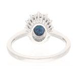 18Carat White Gold 1.00ct Sapphire & 0.15ct Diamond Cluster Ring (Size J 1/2) 9x11mm - Image 4