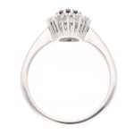 18Carat White Gold 1.00ct Sapphire & 0.15ct Diamond Cluster Ring (Size J 1/2) 9x11mm - Image 3