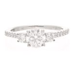 18Carat White Gold 1.12ct Diamond Three-Stone w/ Accents Ring (Size J) 5.5mm Widest