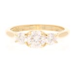 18Carat Yellow Gold 1.00tcw Diamond Three-Stone Ring (Size M 1/2) 5.5mm Widest