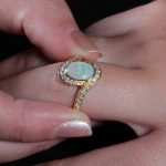 18Carat Yellow Gold AAA 1.00ct Opal Solitaire w/ 0.30ct Diamond Accents Ring (Size P) 14.5mm Widest - Image 8