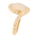 18Carat Yellow Gold AAA 1.00ct Opal Solitaire w/ 0.30ct Diamond Accents Ring (Size P) 14.5mm Widest - Image 3