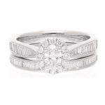 950 Platinum 0.76ct Diamond Bridal Set (7x8mm & 2.5mm Wide)