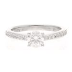 9Carat White Gold Lab Grown 0.58ct Diamond Solitaire w/ 0.15ct Accents Ring (Size K) 5mm Head