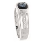 18Carat White Gold 1.75ct AAA Sapphire Solitaire w/ 0.06ct Diamond Accents Ring (Size N) 7x7.5mm Head - Image 3